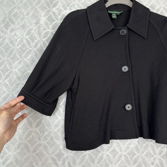 LRL Ralph Lauren Matching Set 8 Black Shift Dress Jacket Stretch Minimal Career - Picture 2 of 16